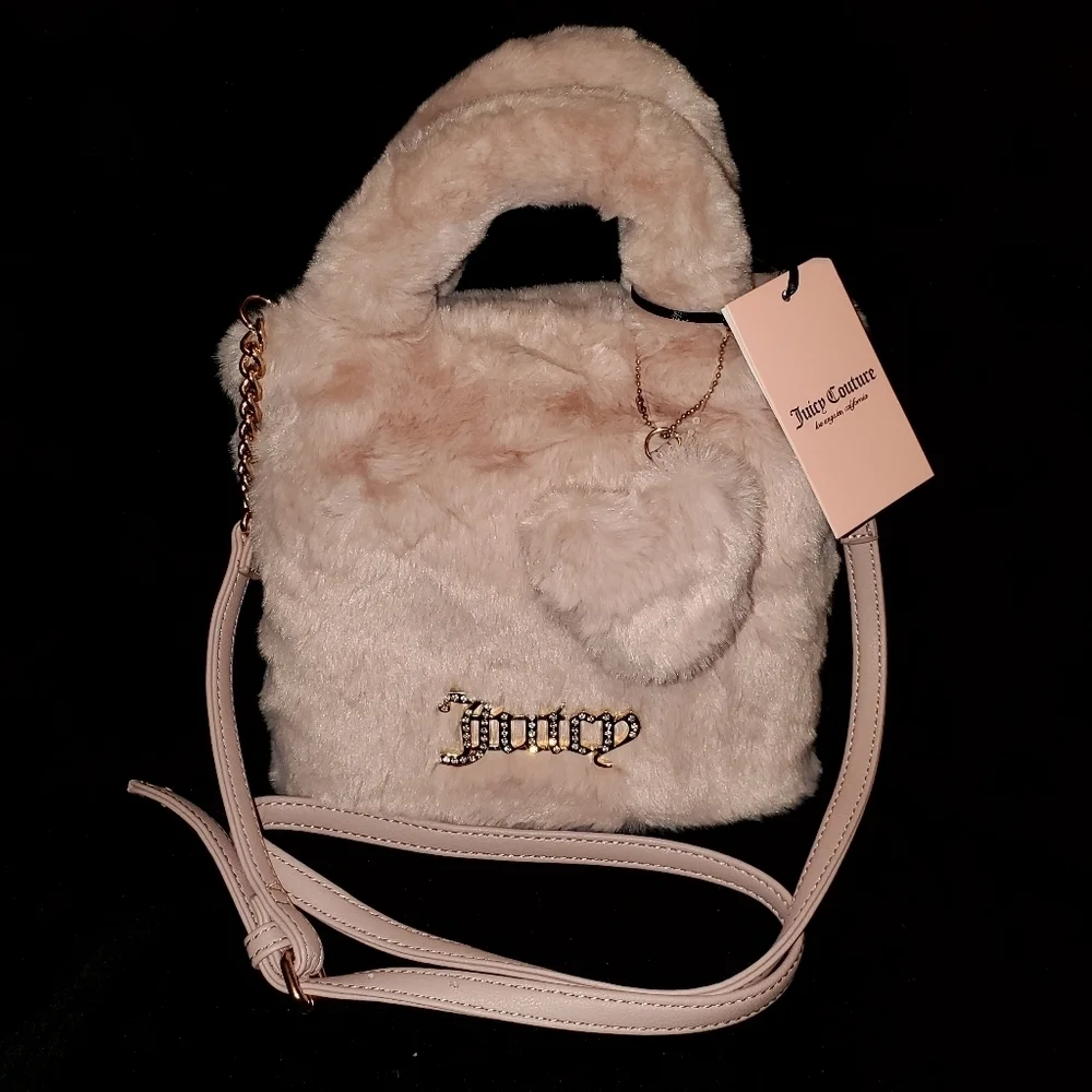 JUICY COUTURE PINK FUZZY FURRY TOTE BAG